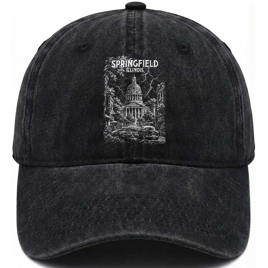 Historic Springfield Illinois Architecture Washed Cotton Baseball Cap The Prairie State Souvenir Gift
