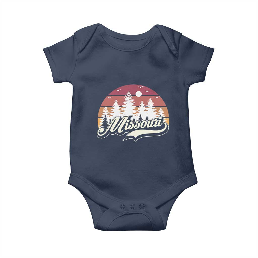 Missouri Travel Gift Baby Onesie Vintage Forest River Landscape TS12 Navy Print Your Wear