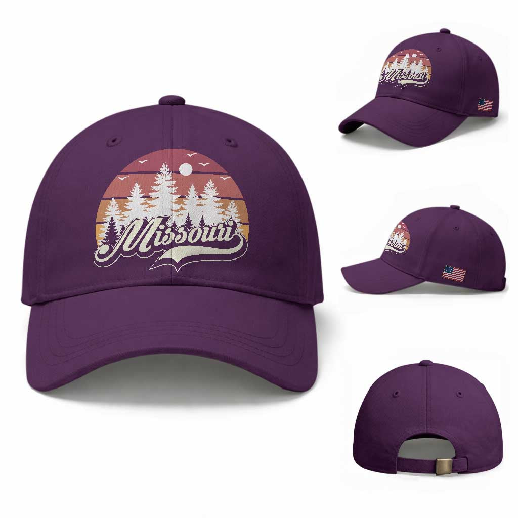Missouri Travel Gift Baseball Cap Vintage Forest River Landscape TS12 Baseball Cap Universal Fit Purple Print Your Wear