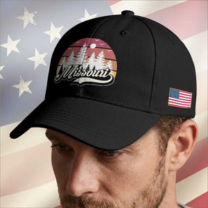 Missouri Travel Gift Baseball Cap Vintage Forest River Landscape TS12 Print Your Wear