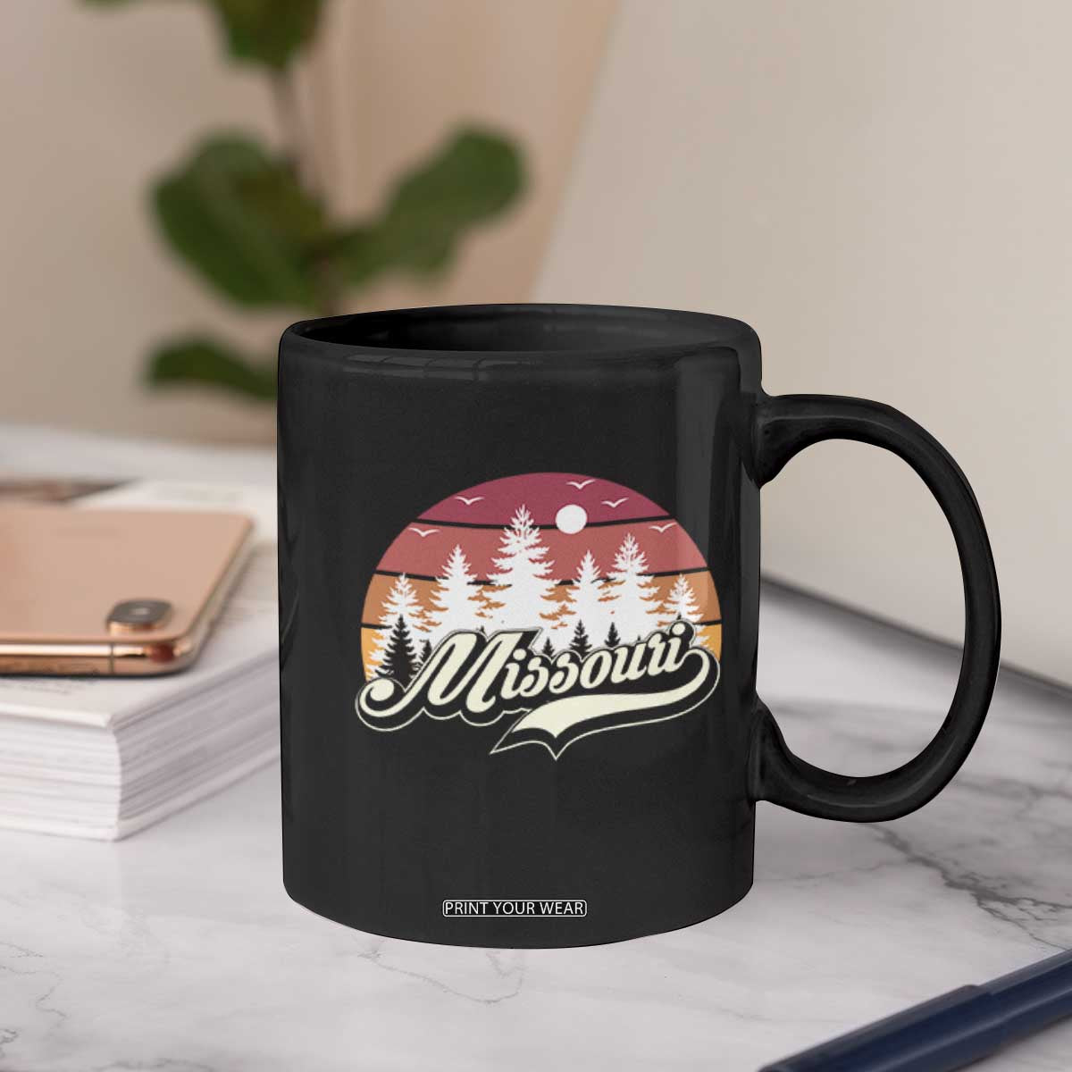Missouri Travel Gift Coffee Mug Vintage Forest River Landscape TS12 Print Your Wear