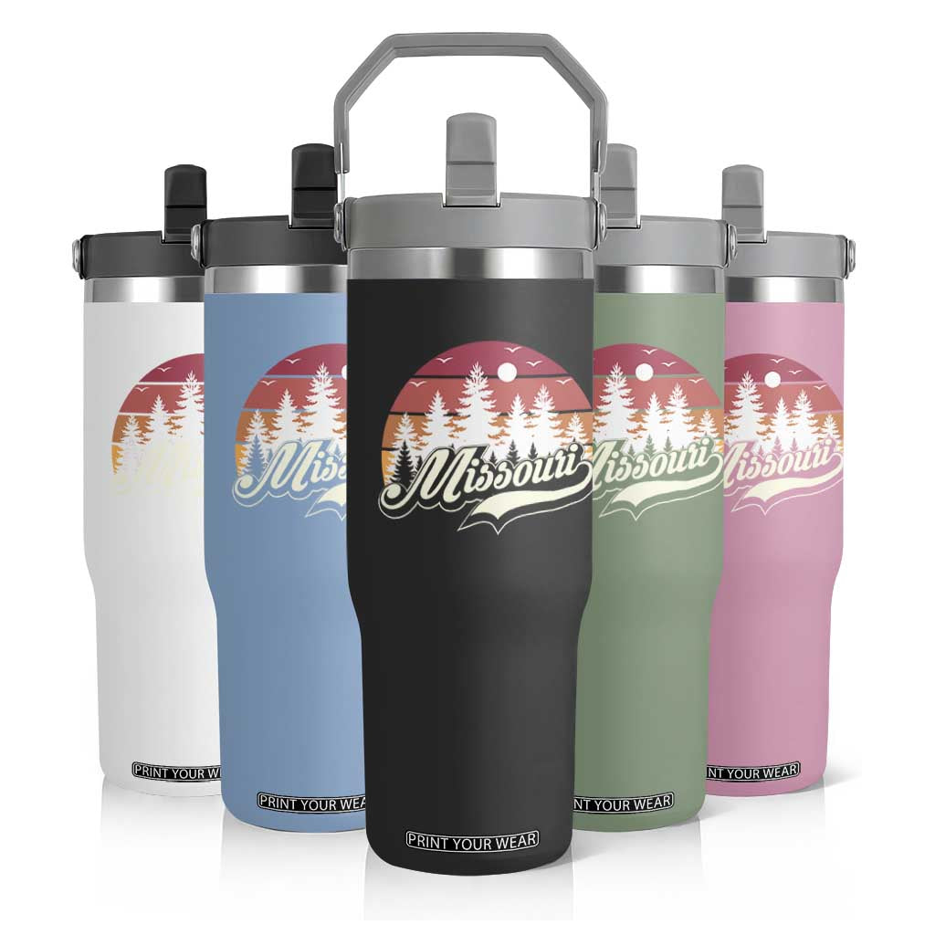 Missouri Travel Gift Flip Straw Tumbler Vintage Forest River Landscape TS12 Print Your Wear