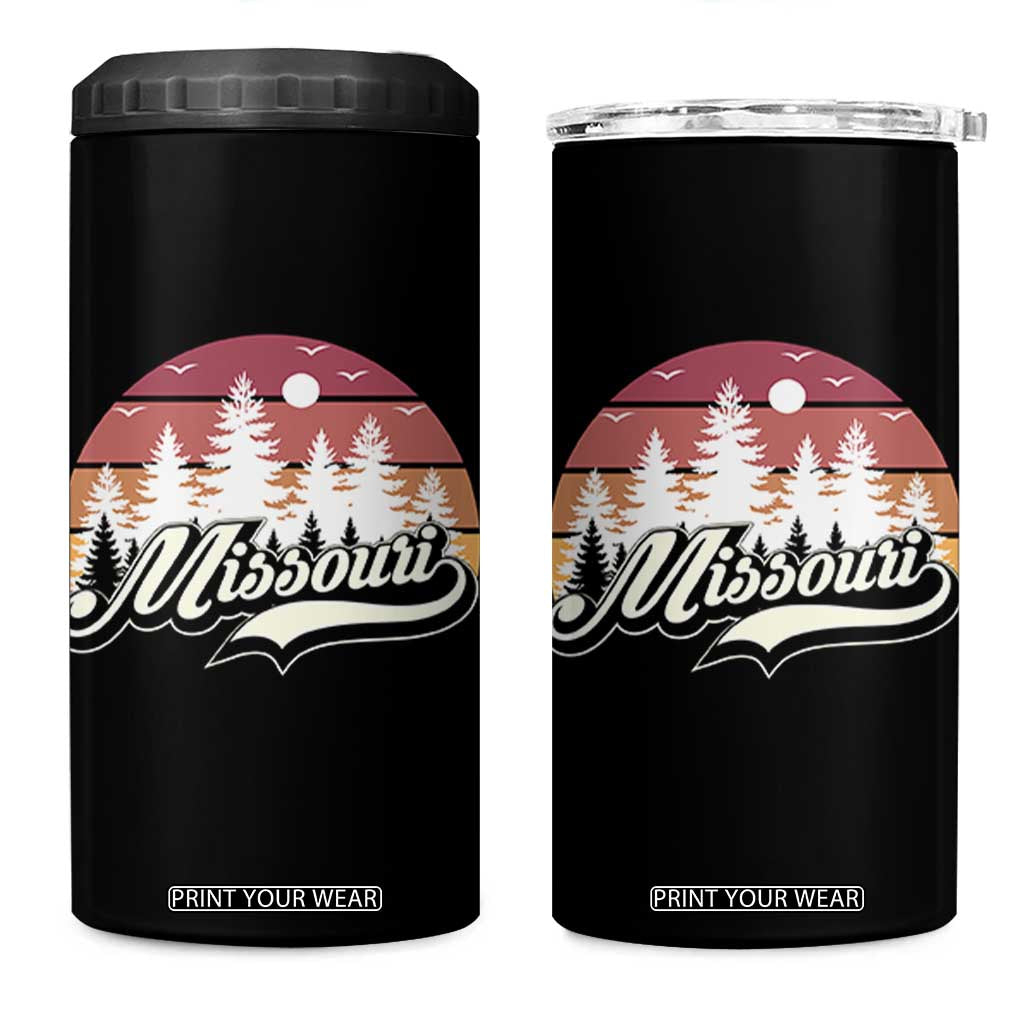 Missouri Travel Gift 4 in 1 Can Cooler Tumbler Vintage Forest River Landscape TS12 One Size: 16 oz Black Print Your Wear