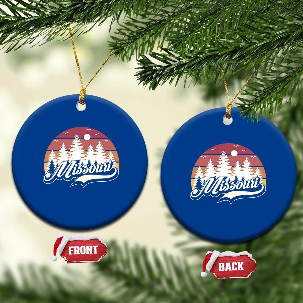 Missouri Travel Gift Ceramic Ornament Vintage Forest River Landscape TS12 1pc Blue Print Your Wear