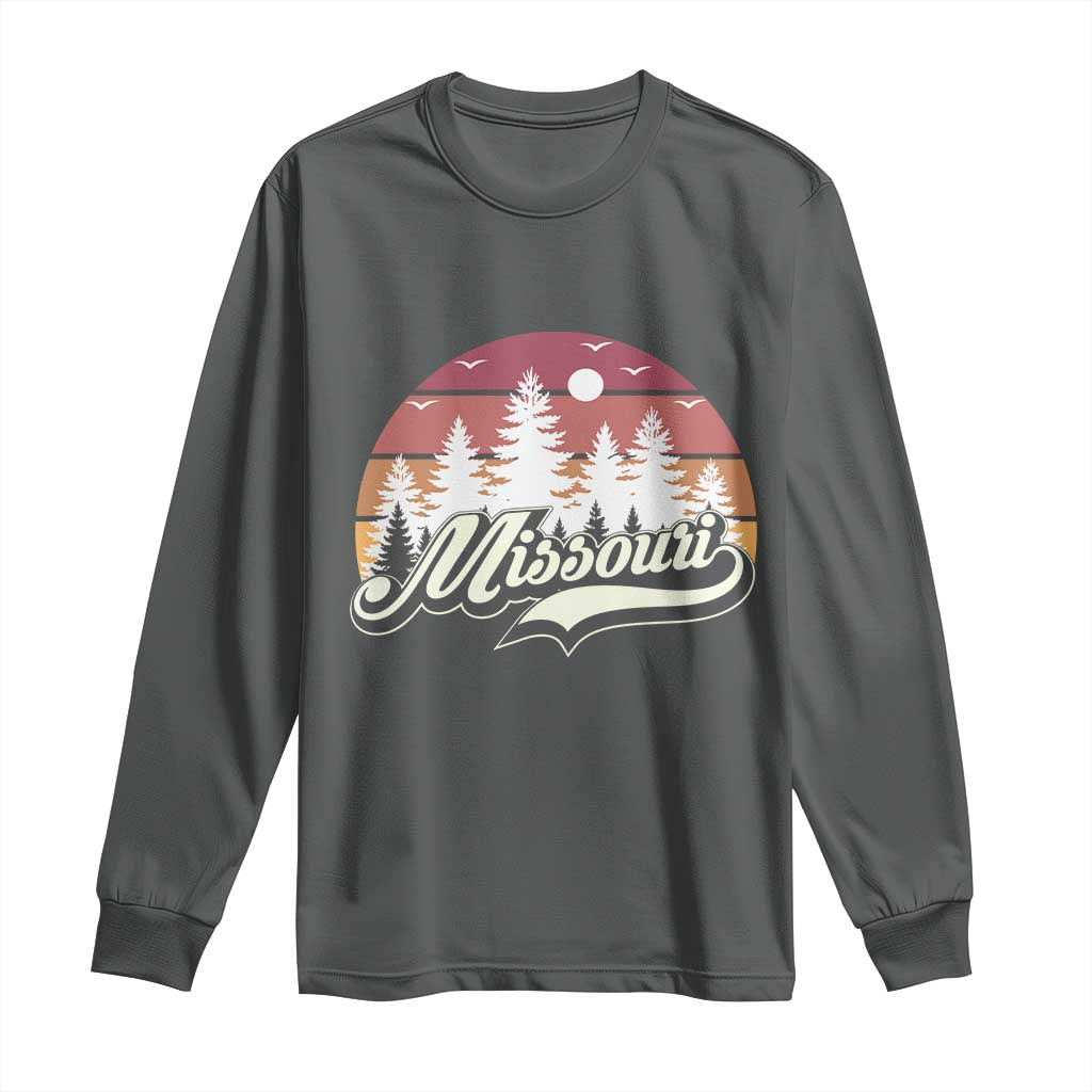 Missouri Travel Gift Long Sleeve Shirt Vintage Forest River Landscape TS12 Dark Heather Print Your Wear