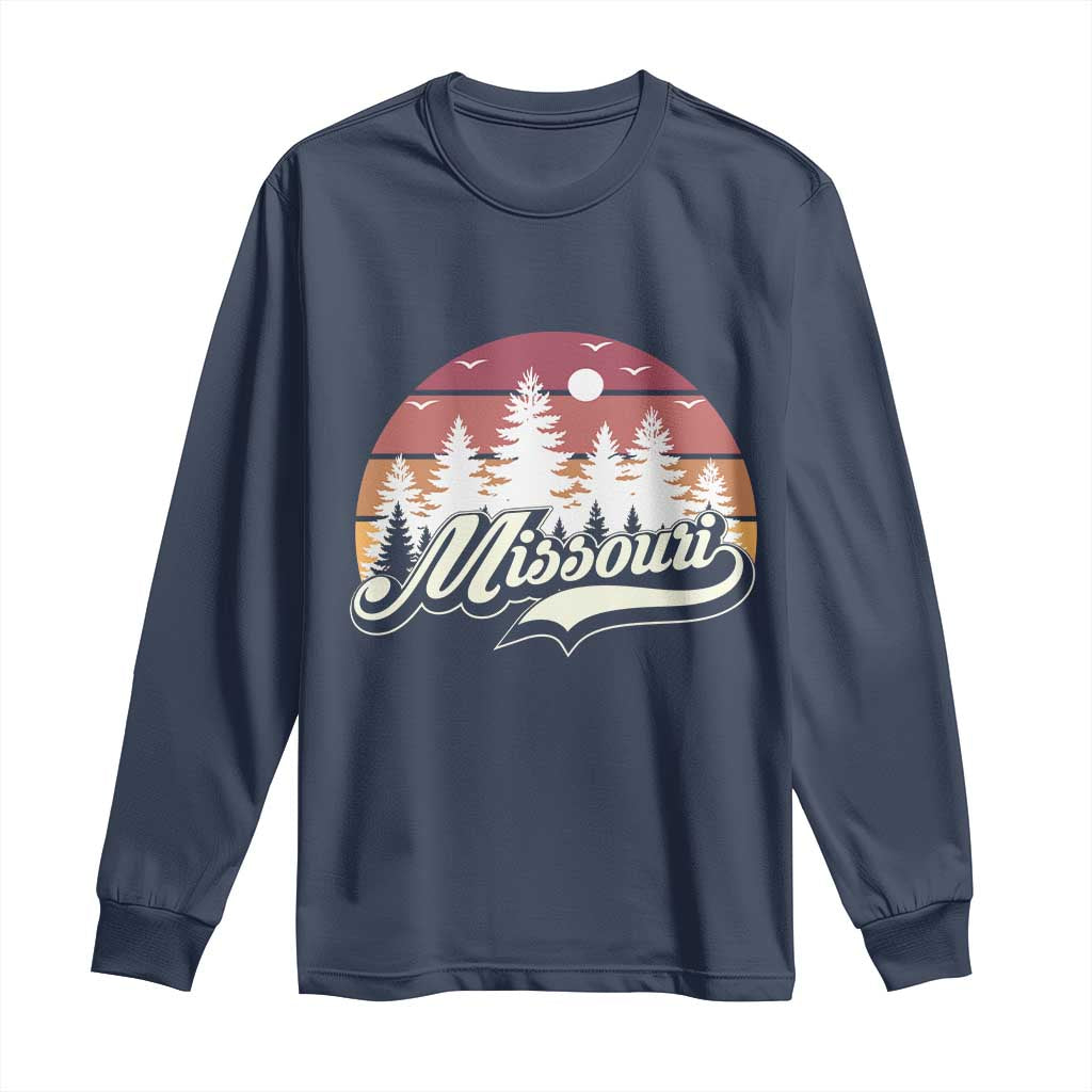Missouri Travel Gift Long Sleeve Shirt Vintage Forest River Landscape TS12 Navy Print Your Wear