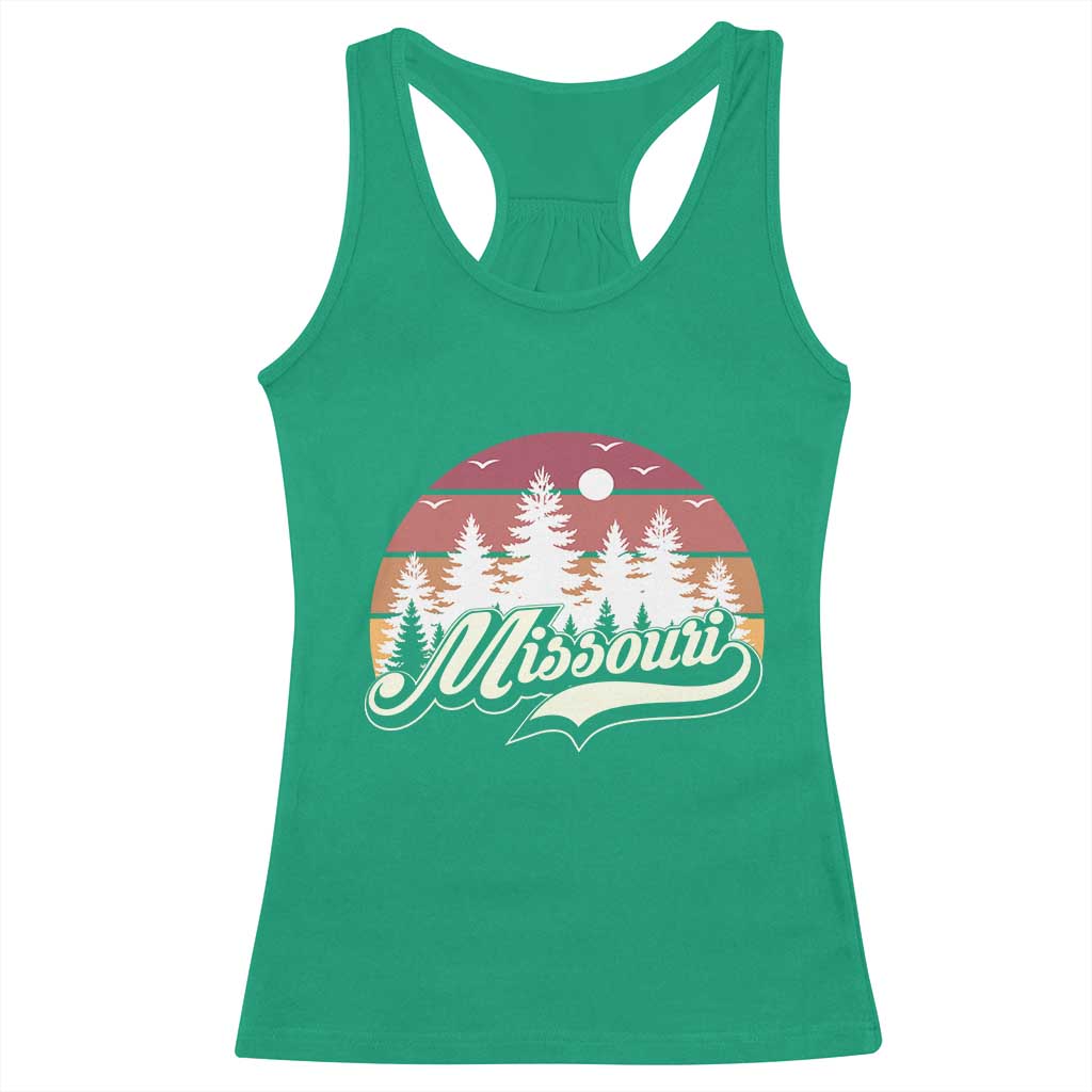 Missouri Travel Gift Racerback Tank Top Vintage Forest River Landscape TS12 Irish Green Print Your Wear