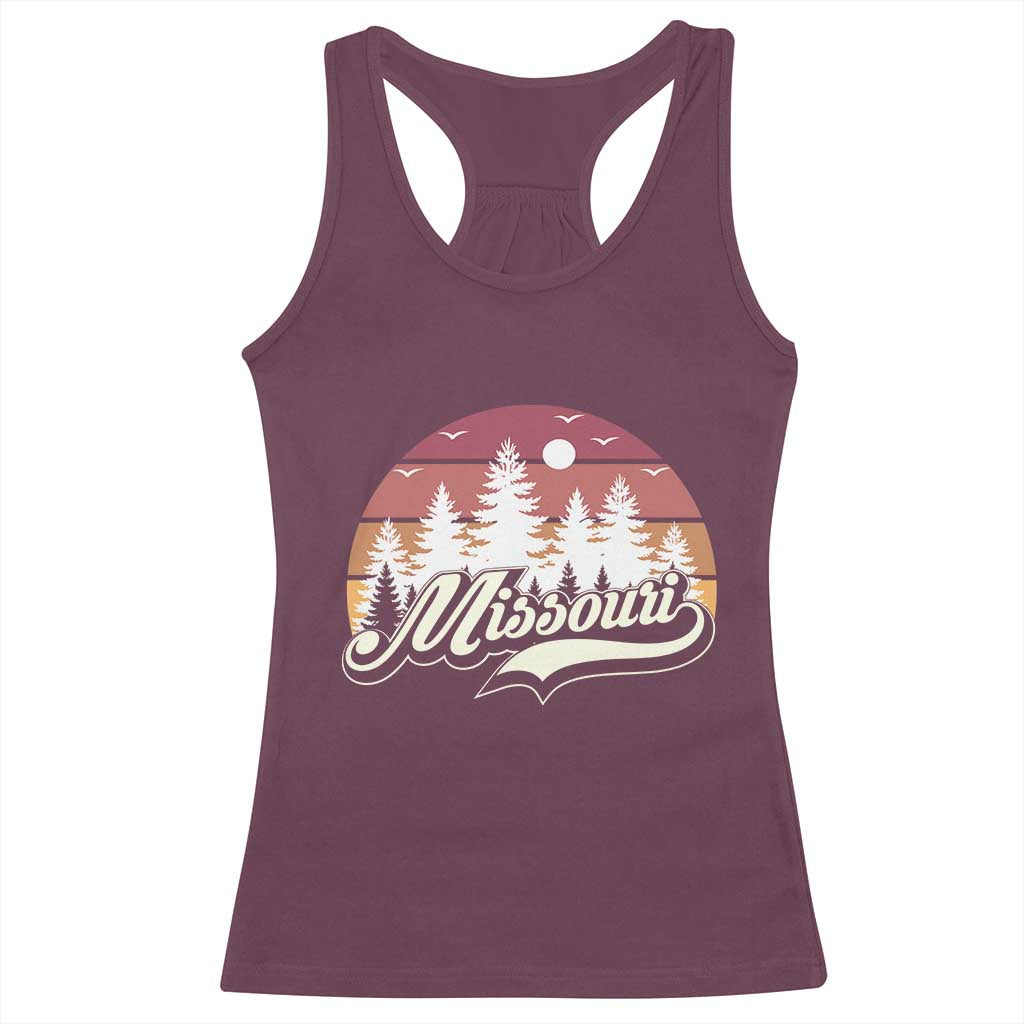 Missouri Travel Gift Racerback Tank Top Vintage Forest River Landscape TS12 Maroon Print Your Wear