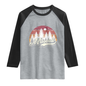 Missouri Travel Gift Raglan Shirt Vintage Forest River Landscape TS12 Heather Gray Black Print Your Wear