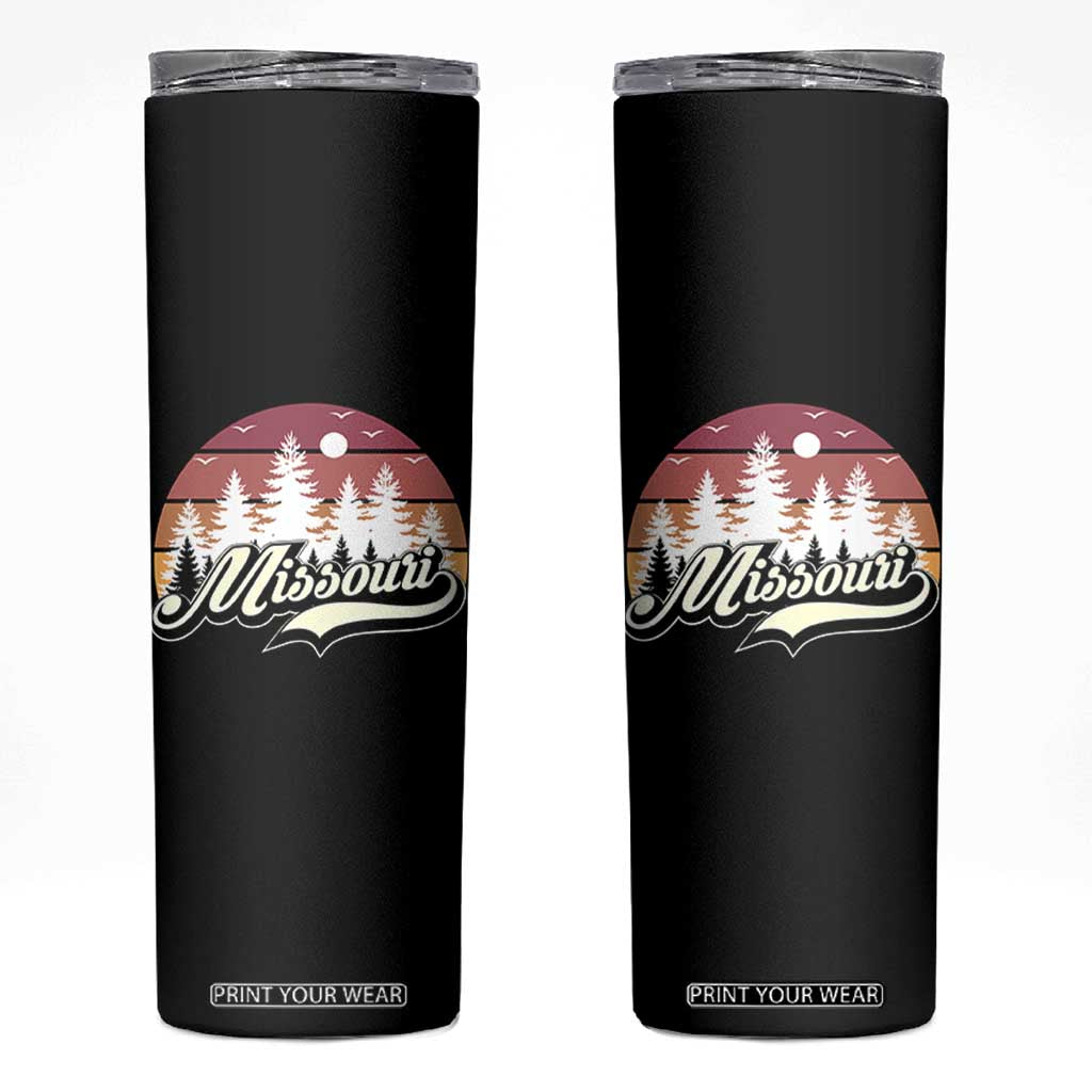 Missouri Travel Gift Skinny Tumbler Vintage Forest River Landscape TS12 Black Print Your Wear