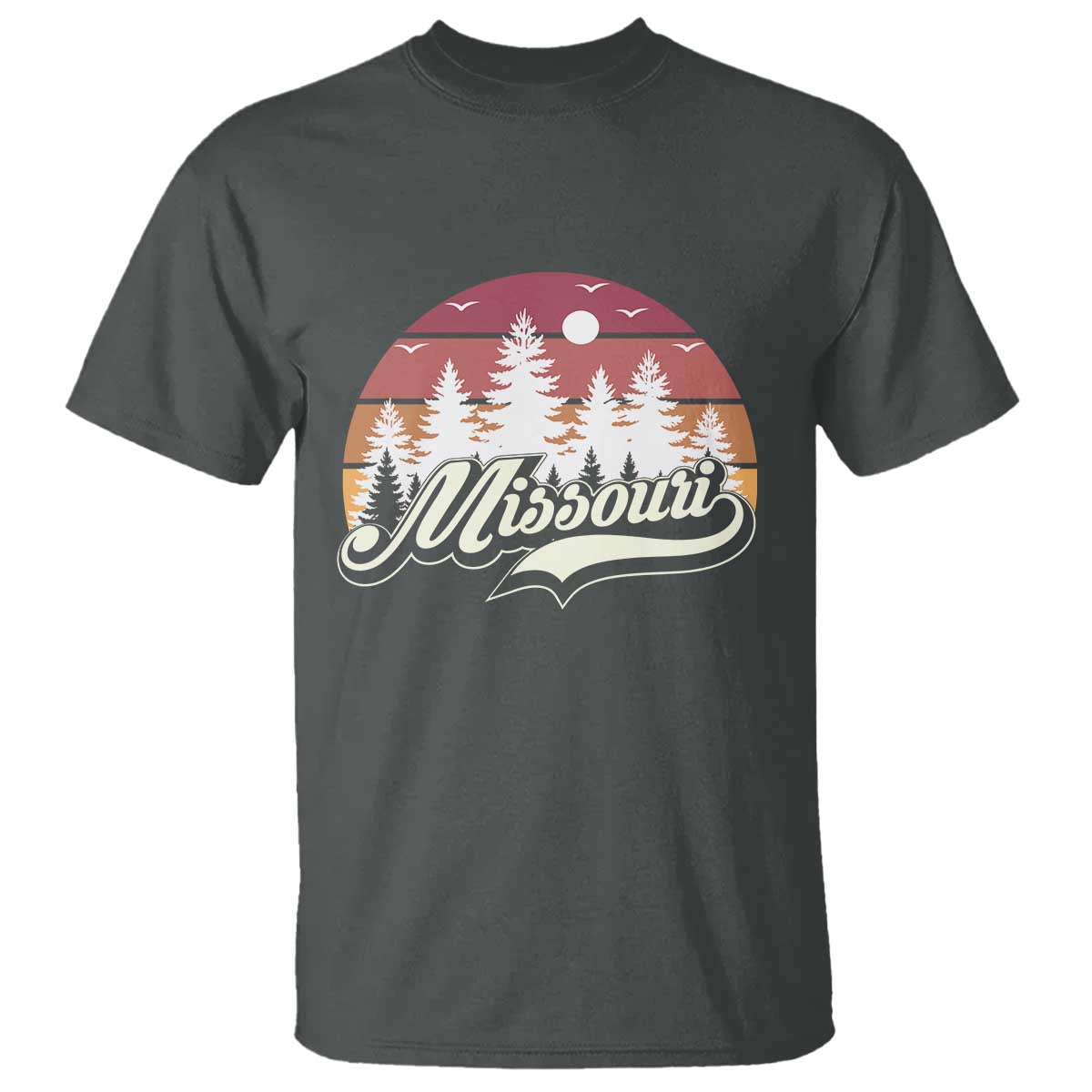 Missouri Travel Gift T Shirt Vintage Forest River Landscape TS12 Dark Heather Print Your Wear