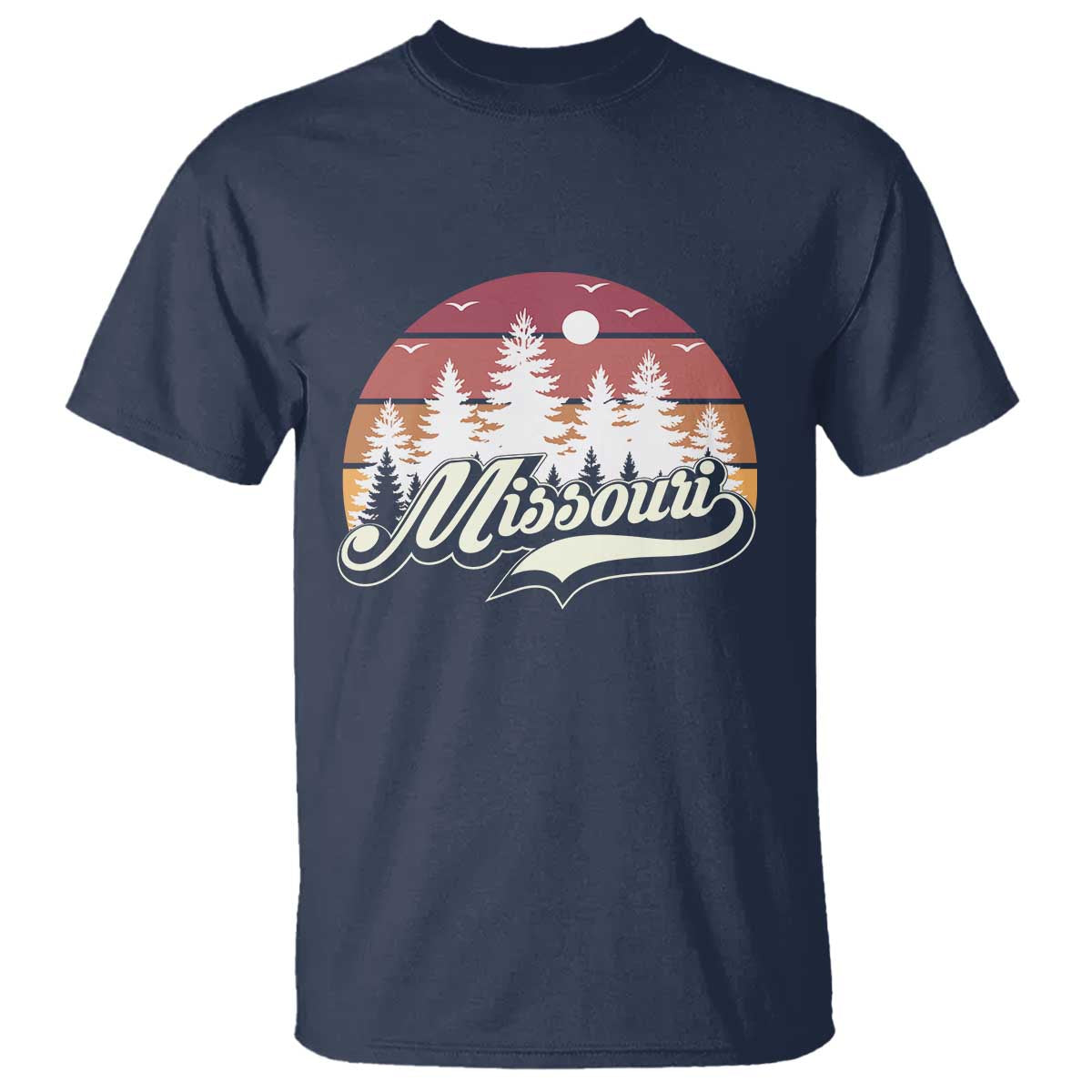Missouri Travel Gift T Shirt Vintage Forest River Landscape TS12 Navy Print Your Wear