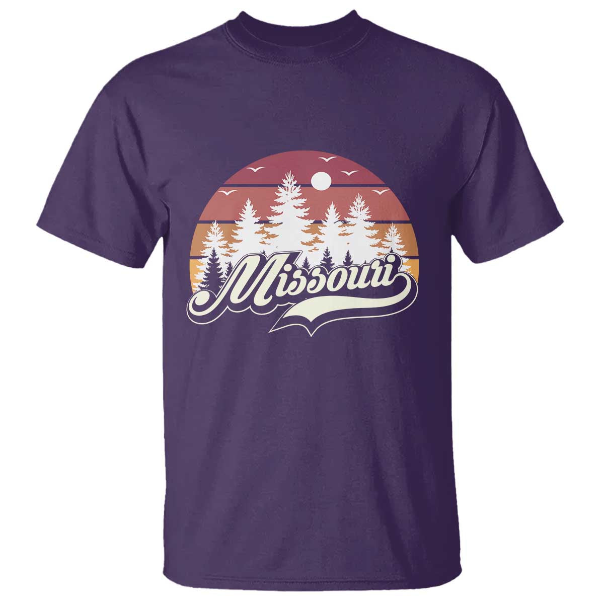 Missouri Travel Gift T Shirt Vintage Forest River Landscape TS12 Purple Print Your Wear