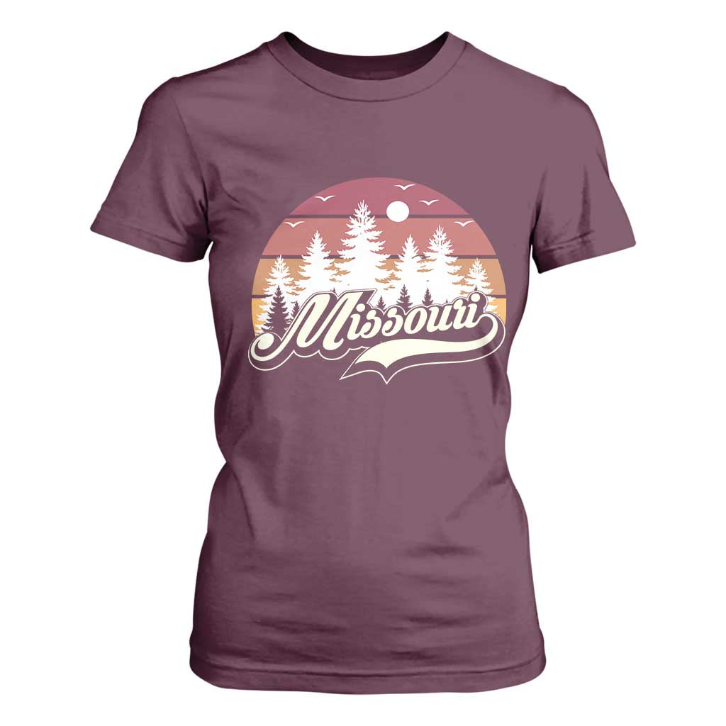 Missouri Travel Gift T Shirt For Women Vintage Forest River Landscape TS12 Maroon Print Your Wear