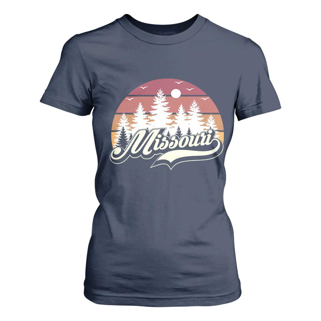 Missouri Travel Gift T Shirt For Women Vintage Forest River Landscape TS12 Navy Print Your Wear