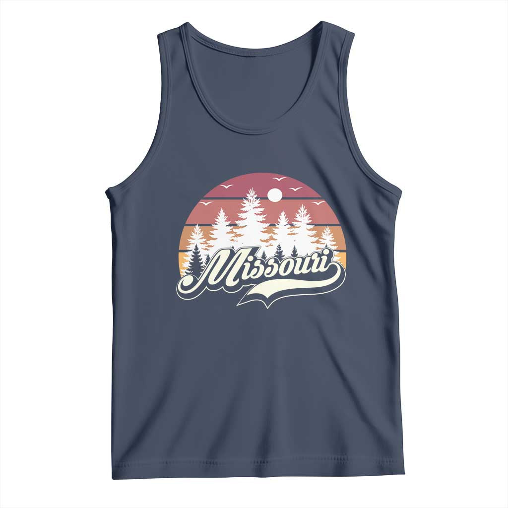 Missouri Travel Gift Tank Top Vintage Forest River Landscape TS12 Navy Print Your Wear