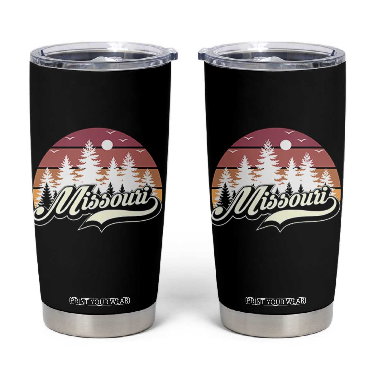 Missouri Travel Gift Tumbler Cup Vintage Forest River Landscape TS12 Black Print Your Wear