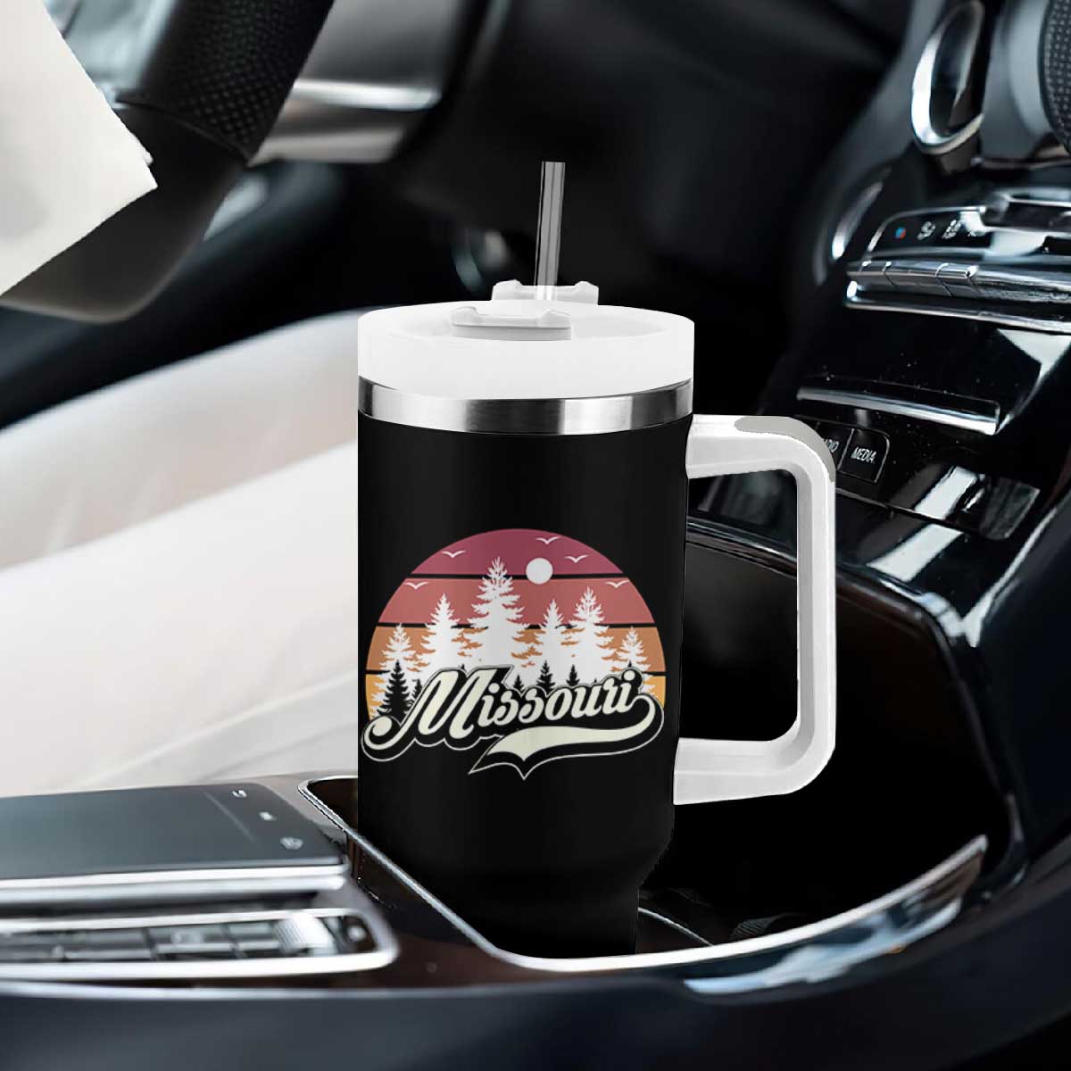 Missouri Travel Gift Tumbler With Handle Vintage Forest River Landscape TS12 Print Your Wear
