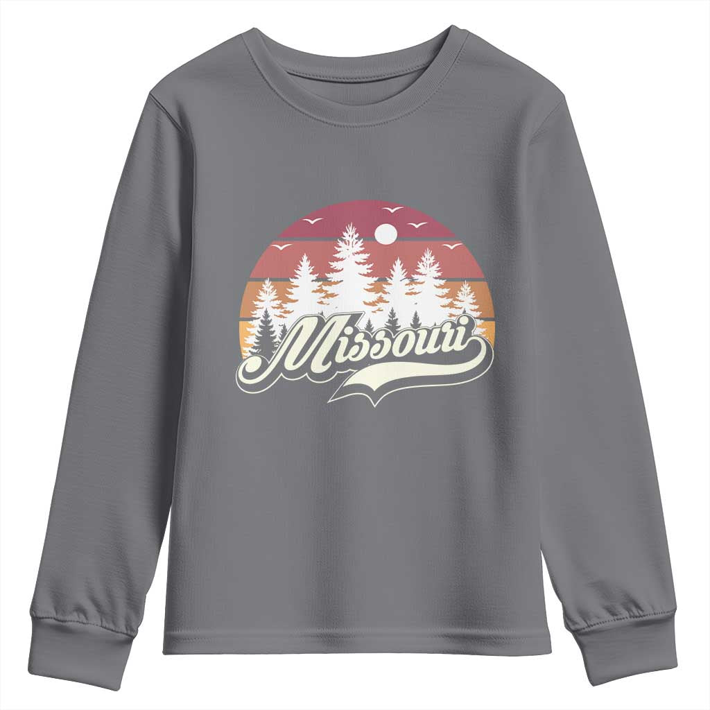 Missouri Travel Gift Youth Sweatshirt Vintage Forest River Landscape TS12 Charcoal Print Your Wear