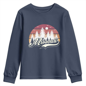 Missouri Travel Gift Youth Sweatshirt Vintage Forest River Landscape TS12 Navy Print Your Wear
