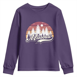 Missouri Travel Gift Youth Sweatshirt Vintage Forest River Landscape TS12 Purple Print Your Wear