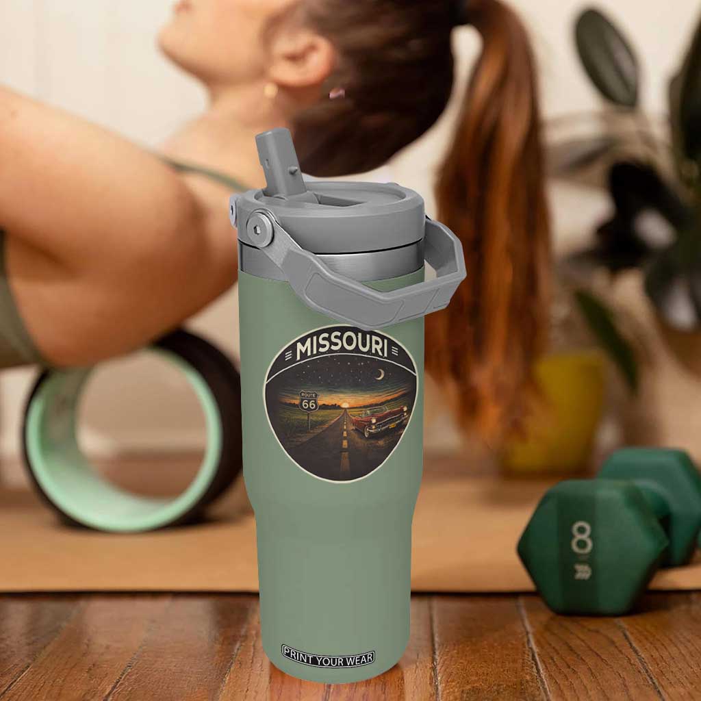 Missouri State Route Highway 66 Flip Straw Tumbler Mother Road Travel Gift TS12 One Size: 30 oz Moss Green Print Your Wear