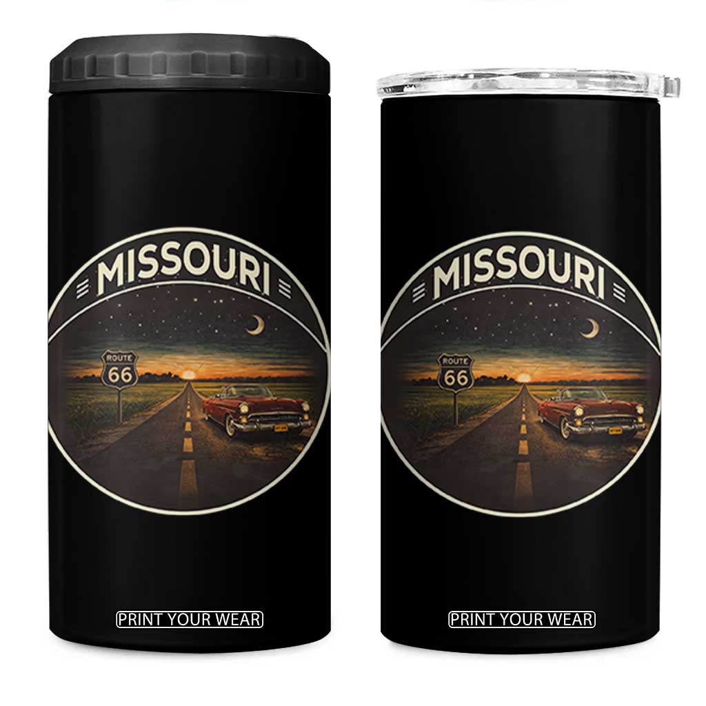Missouri State Route Highway 66 4 in 1 Can Cooler Tumbler Mother Road Travel Gift TS12 One Size: 16 oz Black Print Your Wear