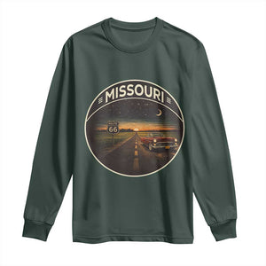Missouri State Route Highway 66 Long Sleeve Shirt Mother Road Travel Gift TS12 Dark Forest Green Print Your Wear