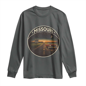 Missouri State Route Highway 66 Long Sleeve Shirt Mother Road Travel Gift TS12 Dark Heather Print Your Wear