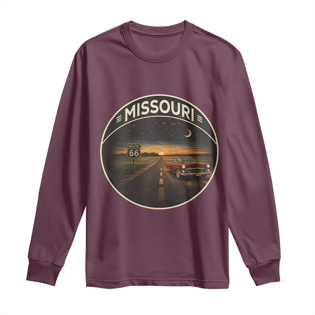 Missouri State Route Highway 66 Long Sleeve Shirt Mother Road Travel Gift TS12 Maroon Print Your Wear