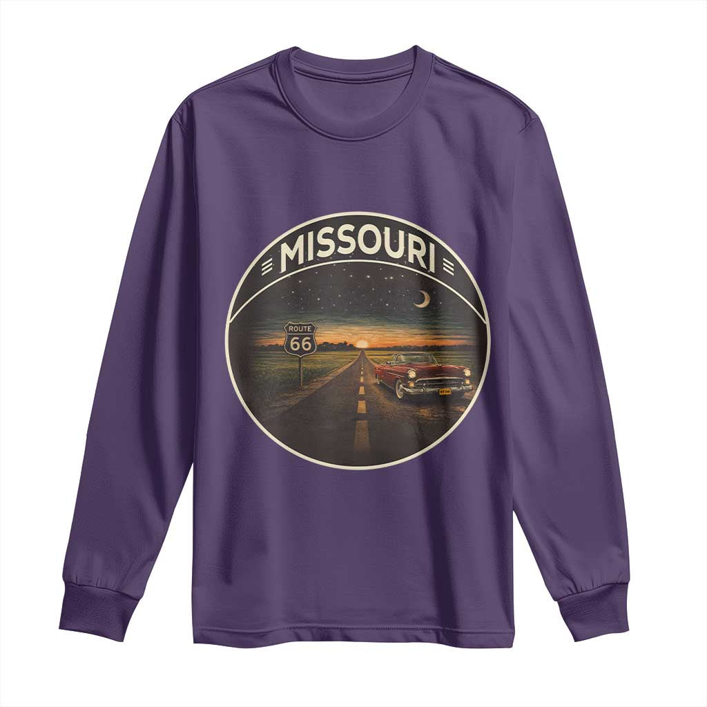 Missouri State Route Highway 66 Long Sleeve Shirt Mother Road Travel Gift TS12 Purple Print Your Wear