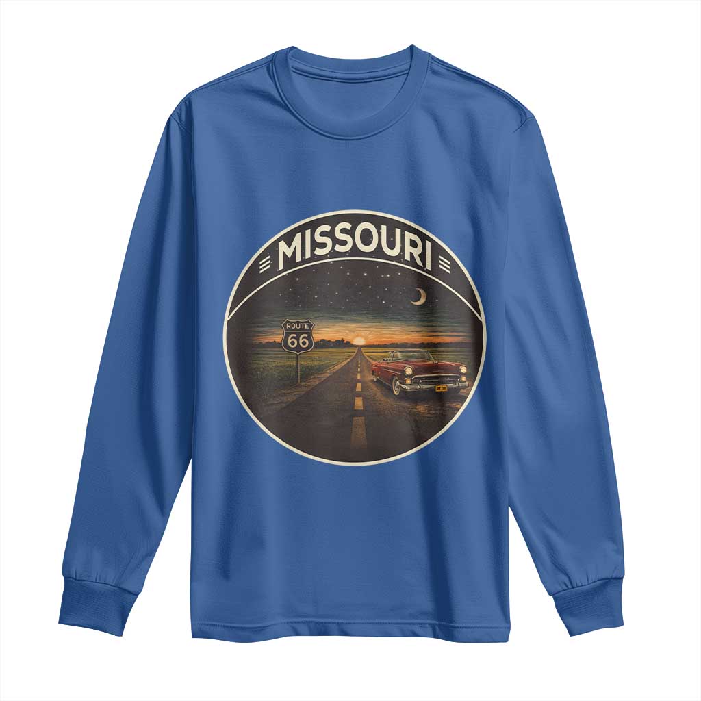 Missouri State Route Highway 66 Long Sleeve Shirt Mother Road Travel Gift TS12 Royal Blue Print Your Wear