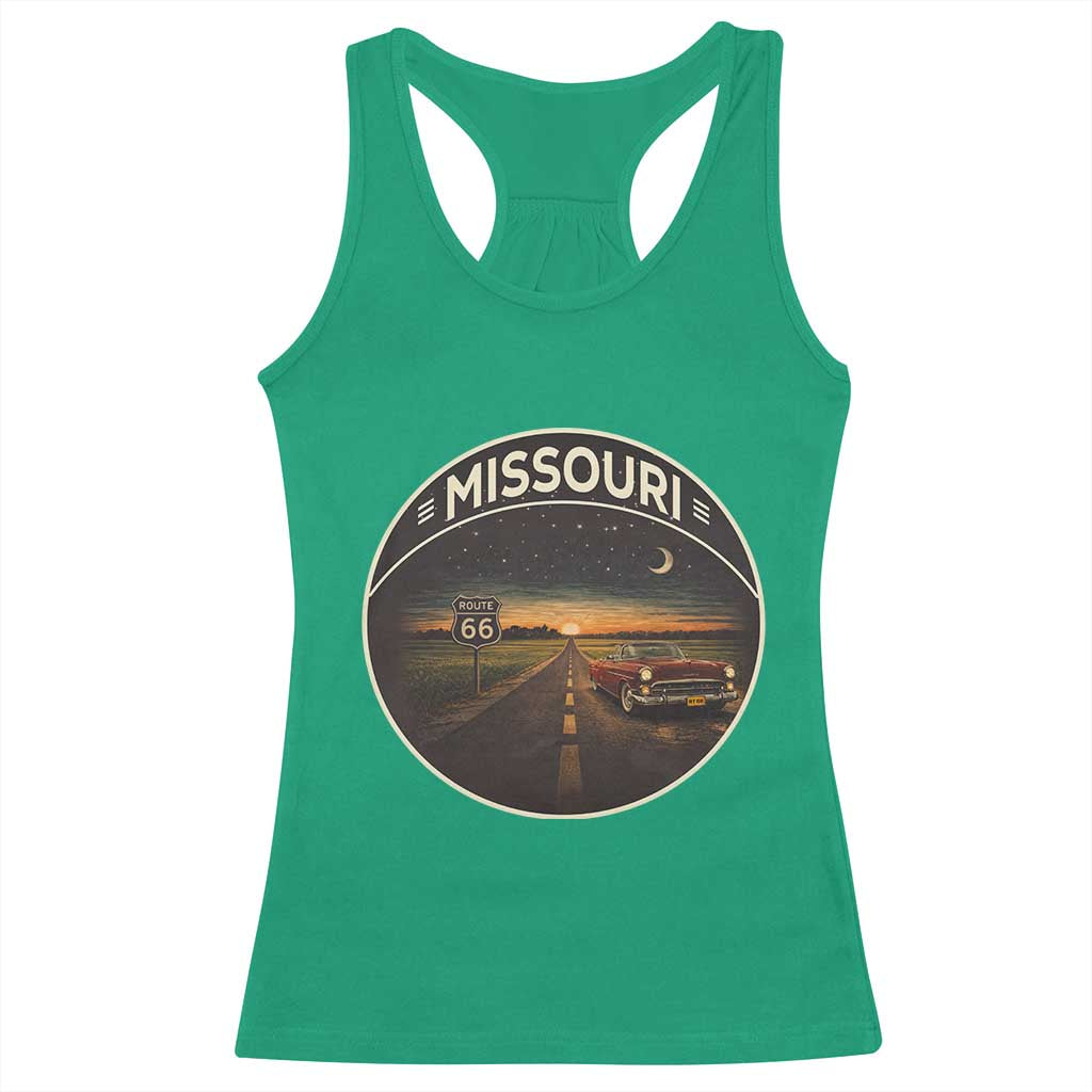 Missouri State Route Highway 66 Racerback Tank Top Mother Road Travel Gift TS12 Irish Green Print Your Wear