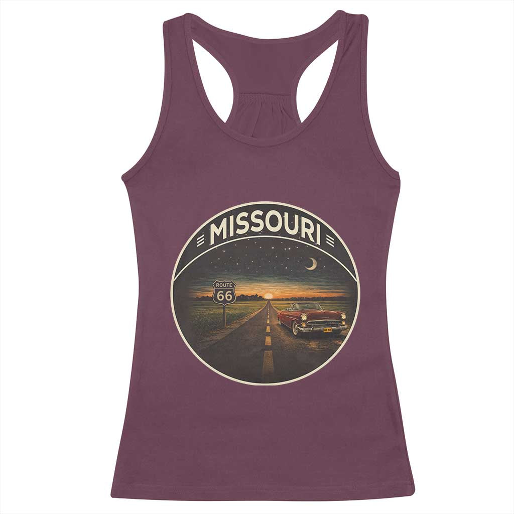 Missouri State Route Highway 66 Racerback Tank Top Mother Road Travel Gift TS12 Maroon Print Your Wear
