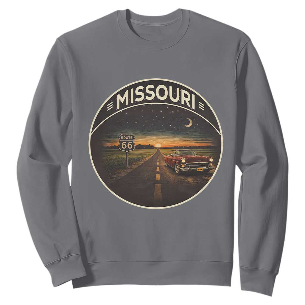 Missouri State Route Highway 66 Sweatshirt Mother Road Travel Gift TS12 Charcoal Print Your Wear