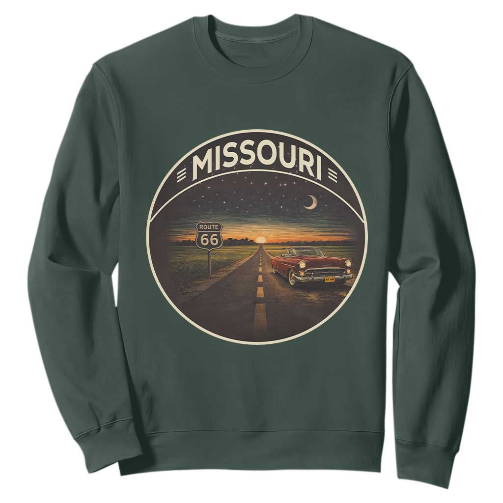 Missouri State Route Highway 66 Sweatshirt Mother Road Travel Gift TS12 Dark Forest Green Print Your Wear