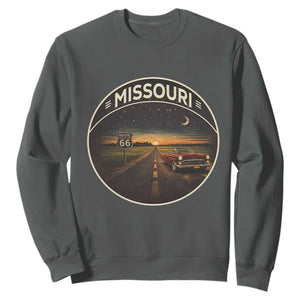 Missouri State Route Highway 66 Sweatshirt Mother Road Travel Gift TS12 Dark Heather Print Your Wear