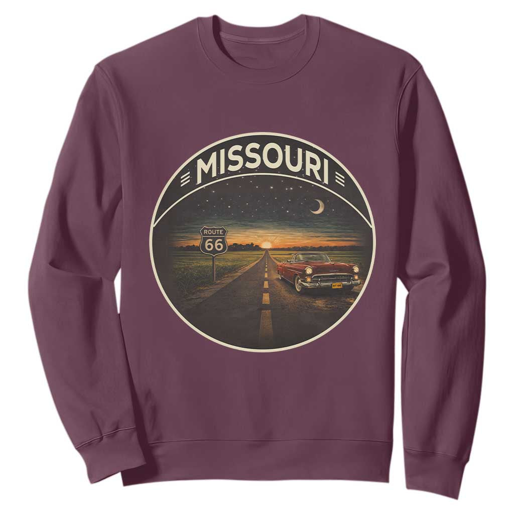 Missouri State Route Highway 66 Sweatshirt Mother Road Travel Gift TS12 Maroon Print Your Wear