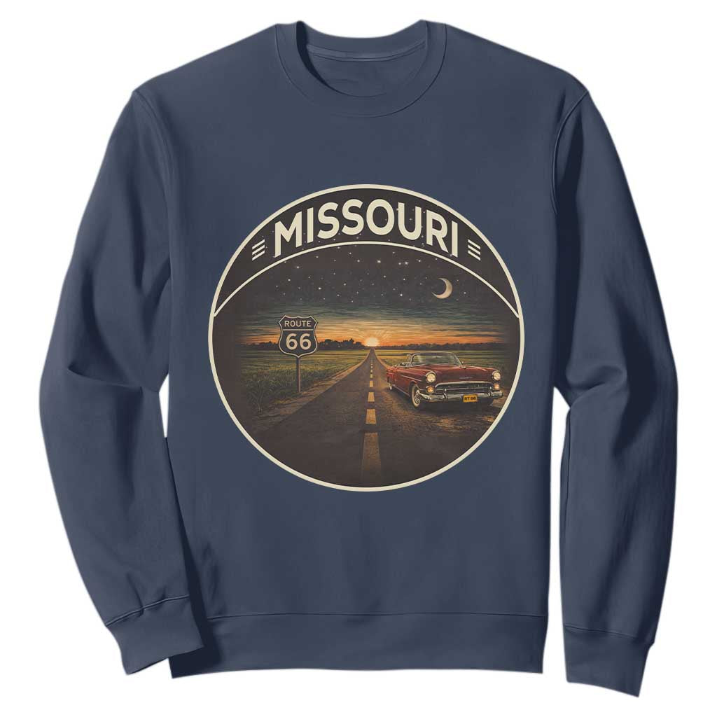 Missouri State Route Highway 66 Sweatshirt Mother Road Travel Gift TS12 Navy Print Your Wear