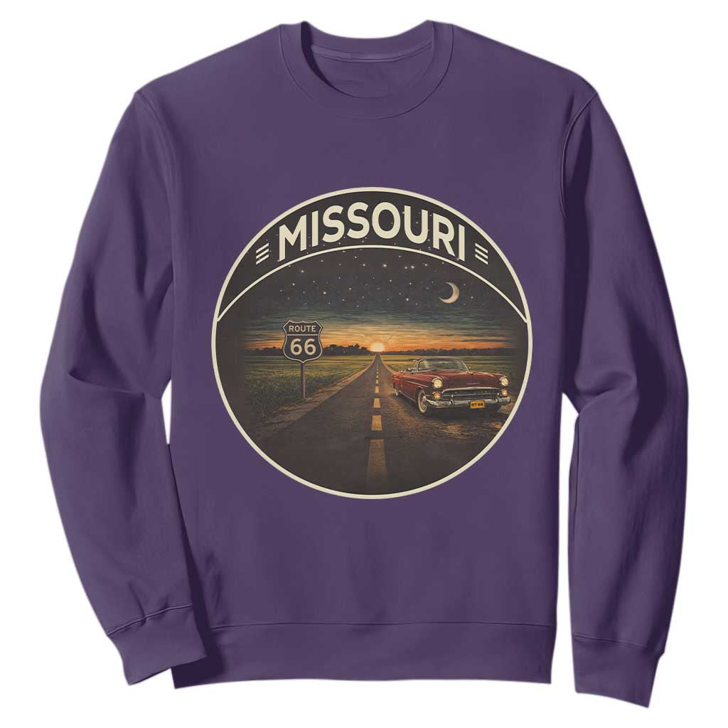 Missouri State Route Highway 66 Sweatshirt Mother Road Travel Gift TS12 Purple Print Your Wear