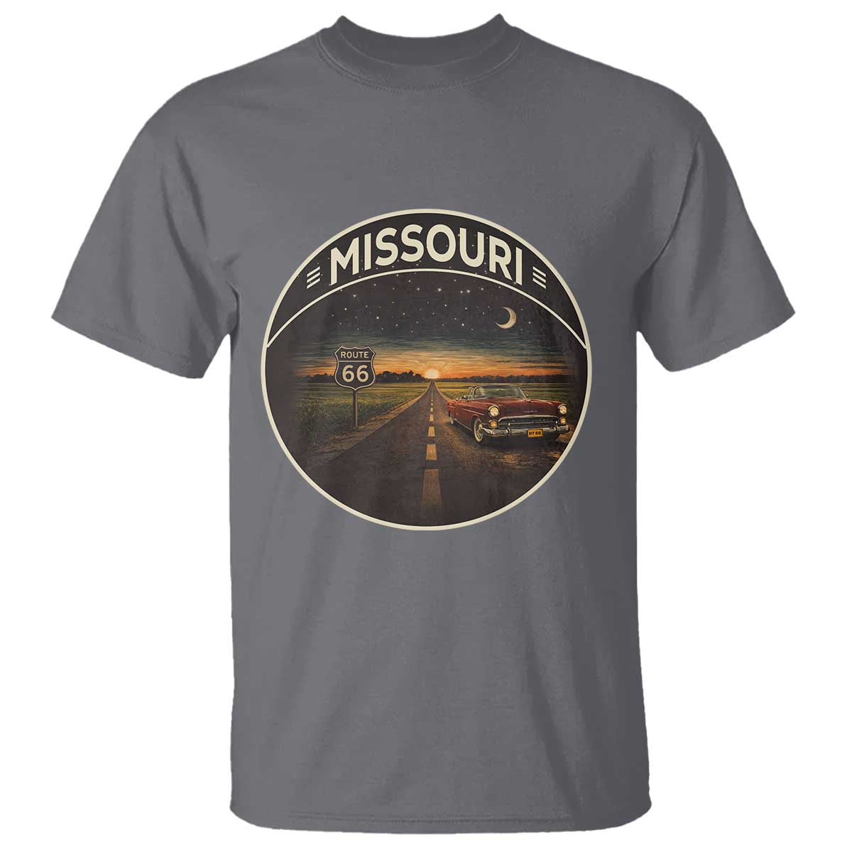 Missouri State Route Highway 66 T Shirt Mother Road Travel Gift TS12 Charcoal Print Your Wear