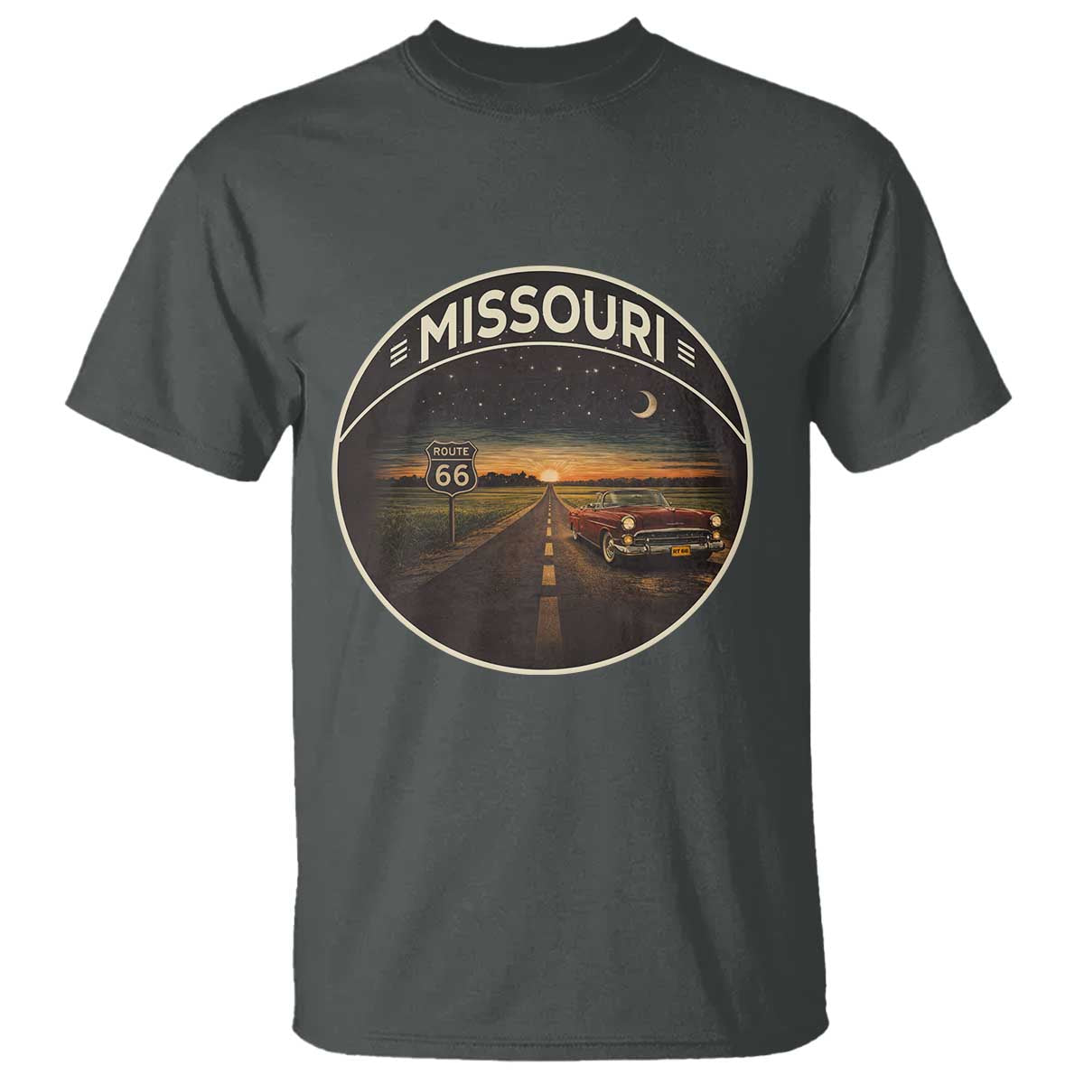 Missouri State Route Highway 66 T Shirt Mother Road Travel Gift TS12 Dark Heather Print Your Wear