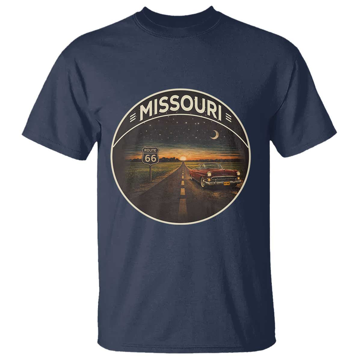 Missouri State Route Highway 66 T Shirt Mother Road Travel Gift TS12 Navy Print Your Wear