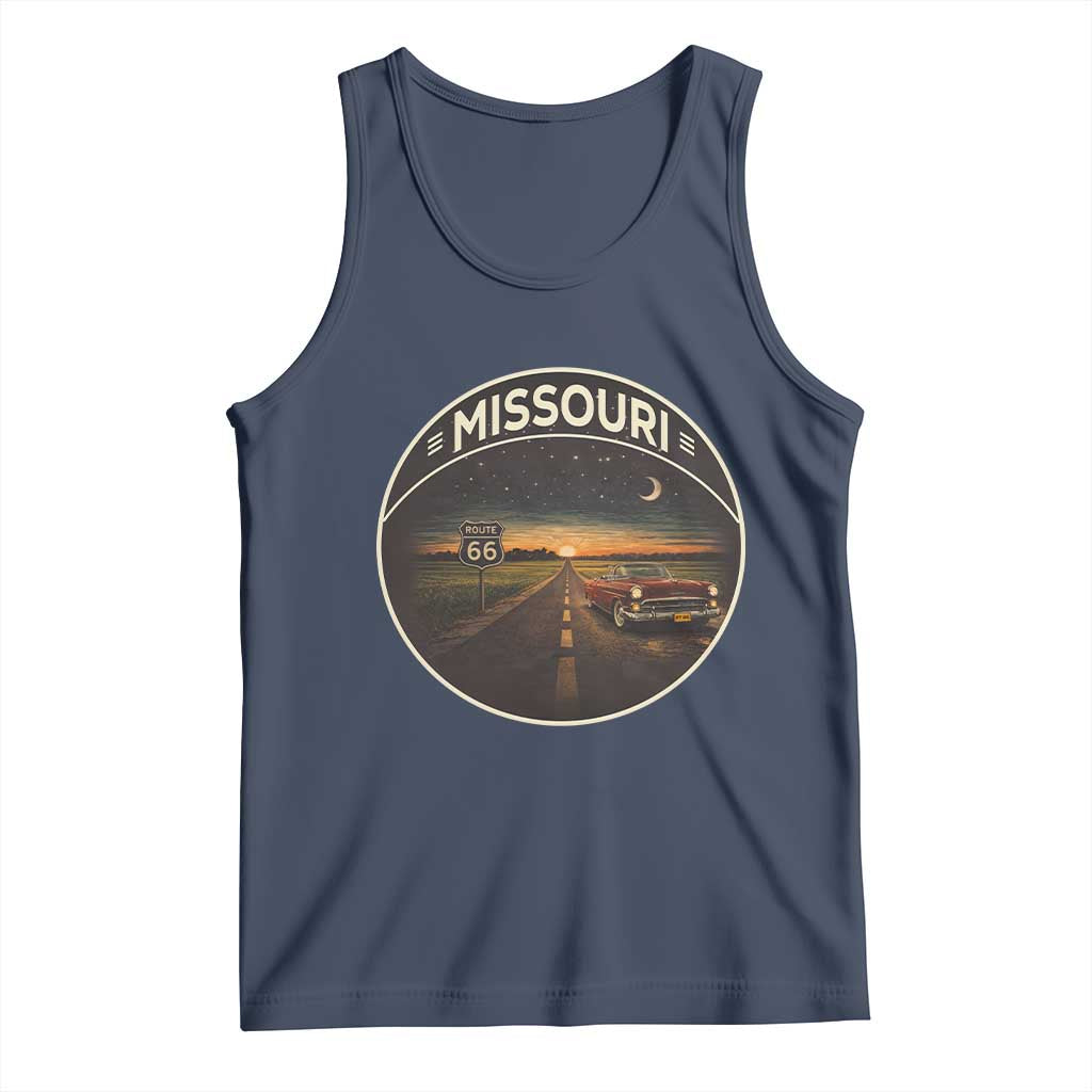 Missouri State Route Highway 66 Tank Top Mother Road Travel Gift TS12 Navy Print Your Wear