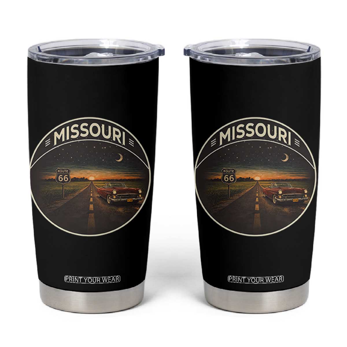 Missouri State Route Highway 66 Tumbler Cup Mother Road Travel Gift TS12 Black Print Your Wear