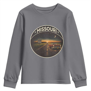 Missouri State Route Highway 66 Youth Sweatshirt Mother Road Travel Gift TS12 Charcoal Print Your Wear