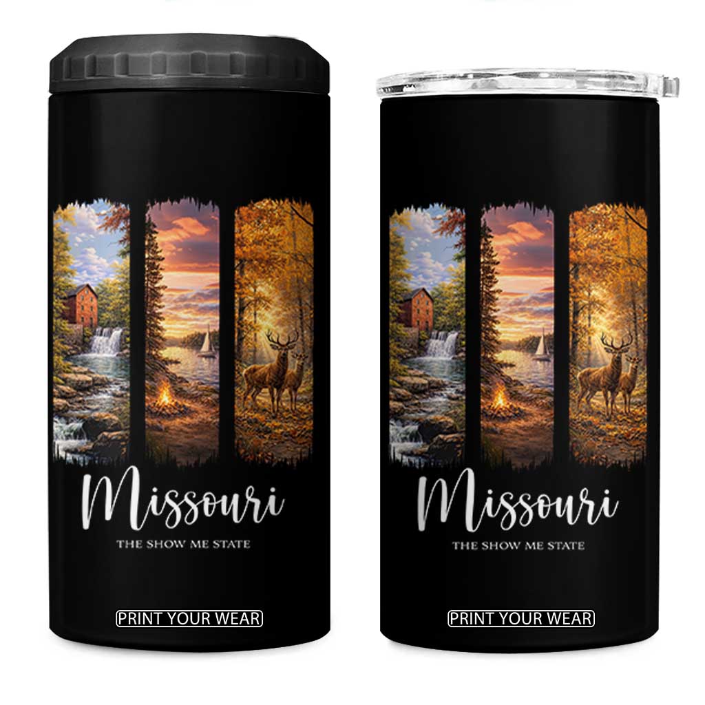 Missouri The Show Me State 4 in 1 Can Cooler Tumbler Midwest Pride TS12 One Size: 16 oz Black Print Your Wear