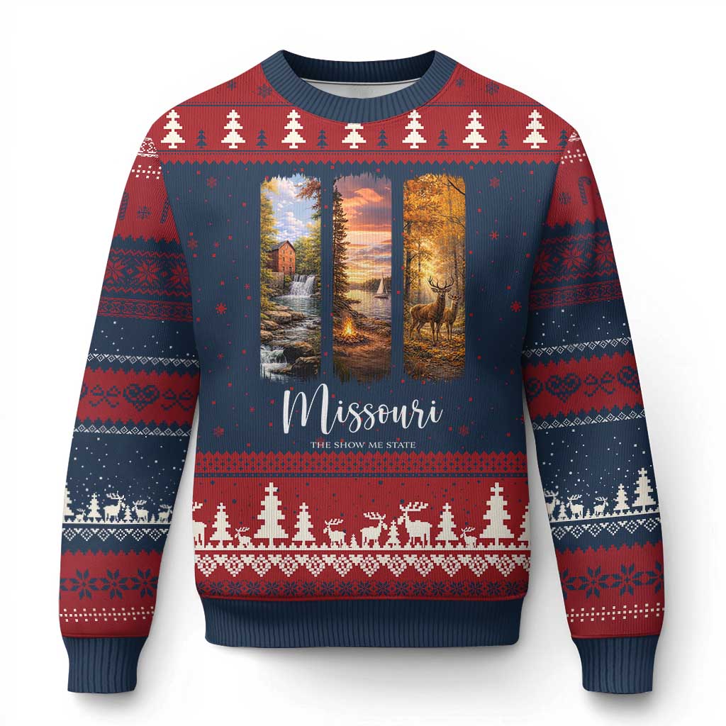 Missouri The Show Me State Ugly Christmas Sweater Midwest Pride TS12 Navy Red Print Your Wear