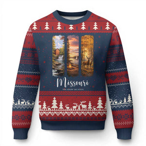 Missouri The Show Me State Ugly Christmas Sweater Midwest Pride TS12 Navy Red Print Your Wear