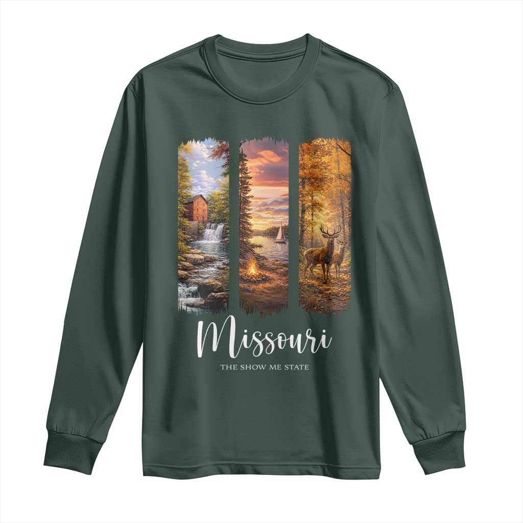 Missouri The Show Me State Long Sleeve Shirt Midwest Pride TS12 Dark Forest Green Print Your Wear
